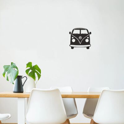 Homemania Adorno de pared Mini Van acero negro 32x36 cm