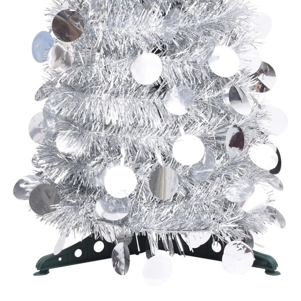 vidaXL &Aacute;rbol de Navidad artificial emergente PET plateado 150 cm
