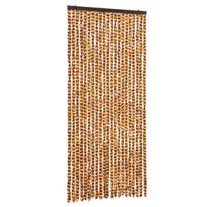 vidaXL Cortina antimoscas chenilla ocre y blanco 90x200 cm