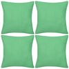 4 fundas verde manzana para cojines de algod&oacute;n, 40 x 40 cm