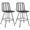 vidaXL Taburetes de cocina 2 uds ratán PE y acero negro 45x56x103,5 cm