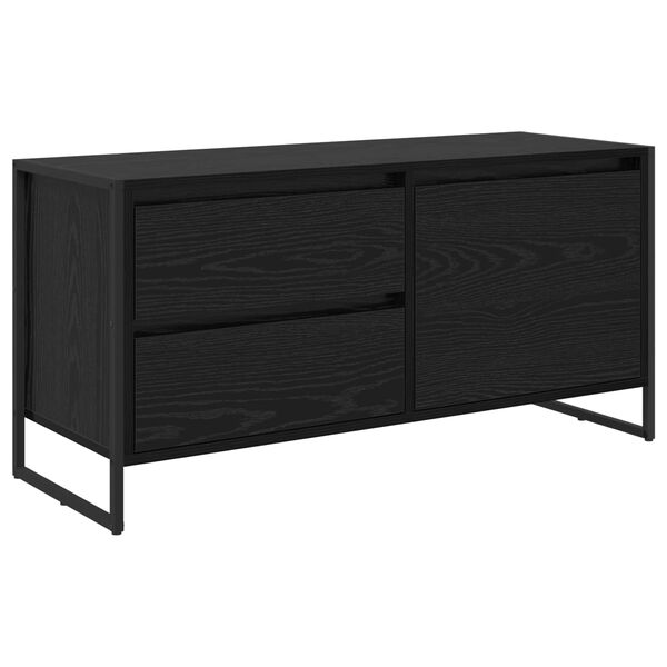 vidaXL Gabinete de TV con caj&oacute;n Roble Negro 100 x 36 x 49.5 cm