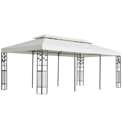 vidaXL Cenador con doble techo acero blanco 6x3 m