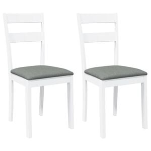 vidaXL Sillas de comedor con cojines 2uds madera maciza blanco caucho