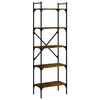 vidaXL Librer&iacute;a de 5 estantes madera roble ahumado 56x31,5x174 cm