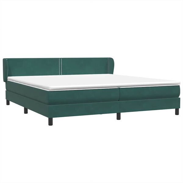 vidaXL Cama box spring con colchones terciopelo verde oscuro 200x210cm