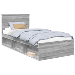 vidaXL Estructura de cama con cabecera Gris Sonoma 100 x 200 cm