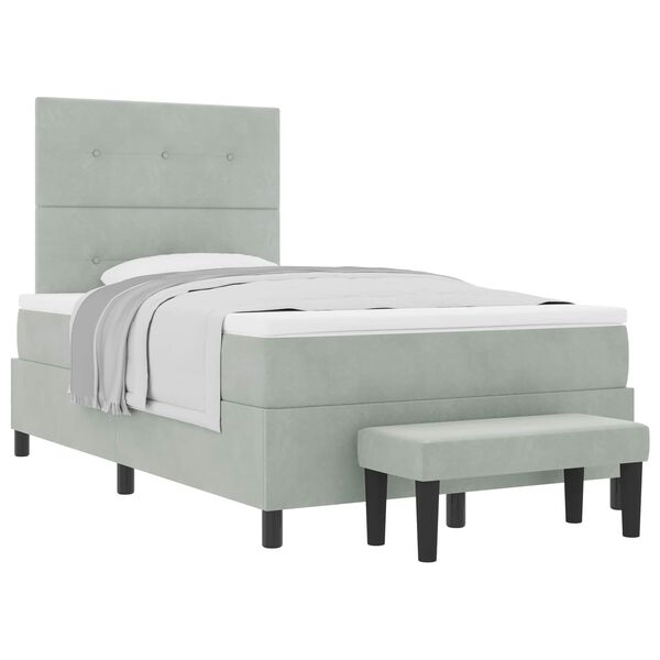 vidaXL Cama tipo Box Spring Gris claro 120 x 190 cm Terciopelo