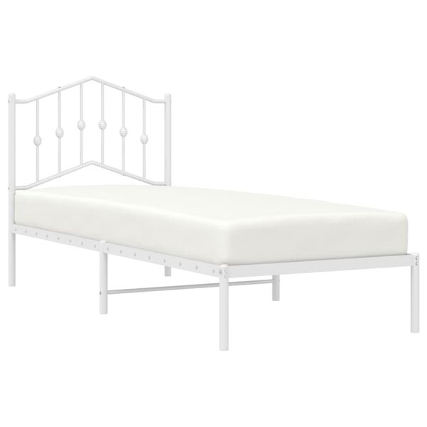 vidaXL Estructura cama sin colch&oacute;n con cabecero metal blanco 75x190 cm