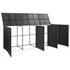 vidaXL Cobertizo cuadruple cubo basura rat&aacute;n PE negro 305x78x120 cm