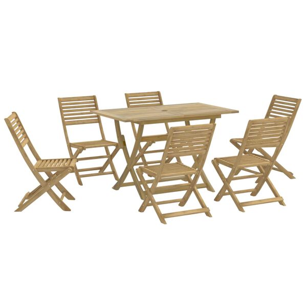 vidaXL Juego de comedor para jard&iacute;n 7 piezas madera maciza acacia