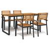 vidaXL Juego de comedor de jard&iacute;n 5 pzas madera maciza acacia y metal