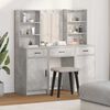 vidaXL Conjunto de mesa de vestidor con LED 3 pcs Gris Concreto