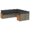 vidaXL Set de sof&aacute;s de jard&iacute;n 8 pzas y cojines rat&aacute;n sint&eacute;tico gris