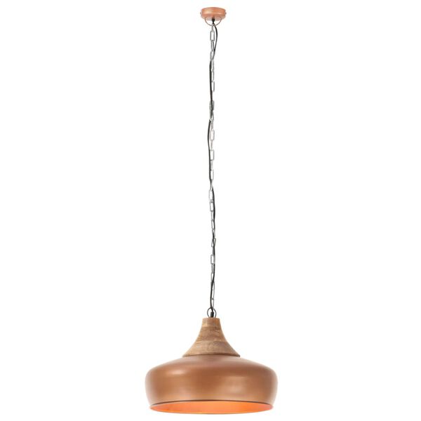 vidaXL L&aacute;mpara colgante industrial hierro cobre y madera 35 cm E27