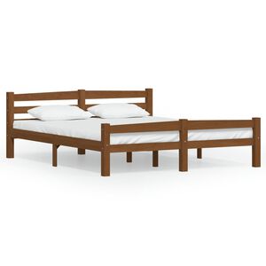 vidaXL Estructura cama sin colch&oacute;n madera pino marr&oacute;n miel 160x200 cm