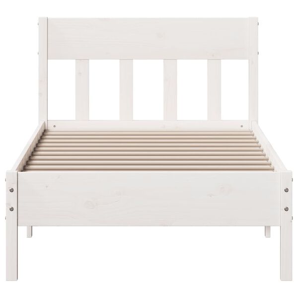 vidaXL Estructura de cama sin colch&oacute;n madera maciza blanca 90x190 cm