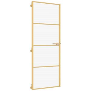 vidaXL Puerta de interior dorada vidrio templado y aluminio 76x201,5cm
