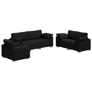 vidaXL Sof&aacute; 3 pcs Negro 219 x 80 x 82 cm Tejido mezcla de lino