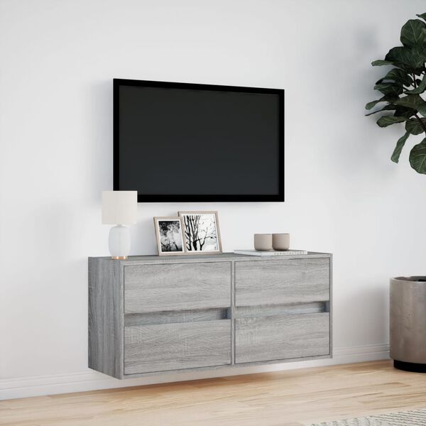 vidaXL Mueble de TV de pared con luces LED gris Sonoma 100x31x45 cm