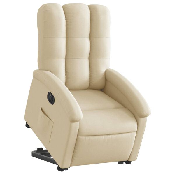 vidaXL Sill&oacute;n el&eacute;ctrico reclinable elevable de tela color crema