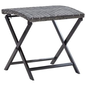 vidaXL Taburete plegable rat&aacute;n sint&eacute;tico gris