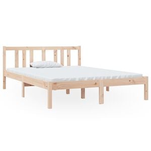 vidaXL Estructura de cama doble sin colch&oacute;n madera maciza 135x190 cm