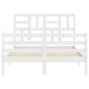 vidaXL Estructura de cama con cabecero madera maciza blanco 140x200 cm