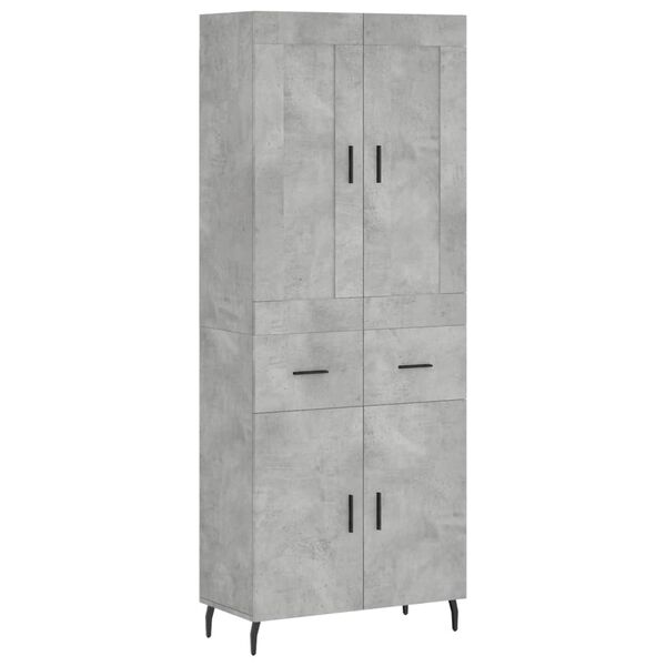 vidaXL Aparador alto madera contrachapada gris hormigón 69,5x34x180 cm
