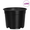 vidaXL Maceta de flores 200 pcs Negro &Oslash; 15 x 12.5 cm Pl&aacute;stico