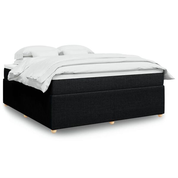 vidaXL Cama box spring con colch&oacute;n tela negro 180x200 cm