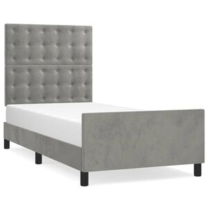 vidaXL Estructura de cama sin colch&oacute;n terciopelo gris claro 80x200 cm