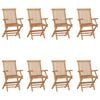 vidaXL Sillas de jardín plegables 8 unidades madera maciza de teca