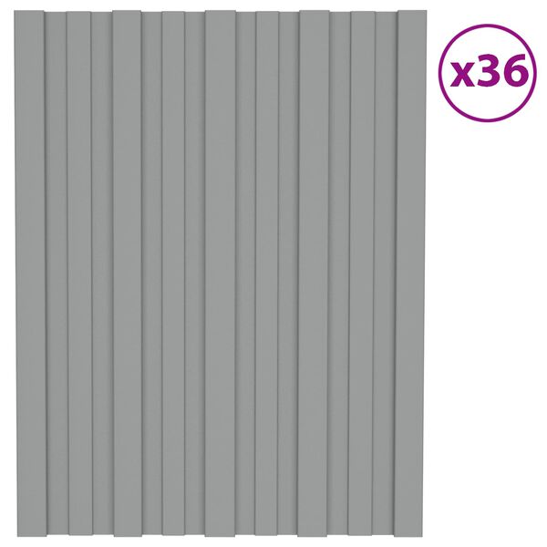 vidaXL Panel de techo 36 pcs Gris 60 x 45 cm Acero galvanizado