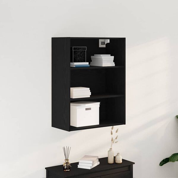 vidaXL Armario de pared colgante Roble Negro 69,5 x 32,5 x 90 cm