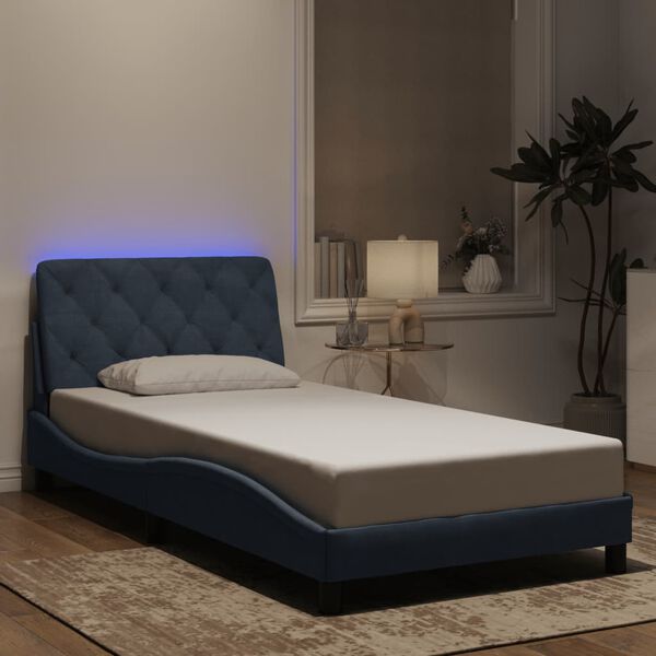 vidaXL Estructura de cama con LED sin colch&oacute;n terciopelo gris oscuro 100x200 cm