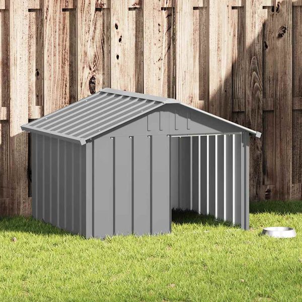 vidaXL Casa para perros acero galvanizado gris 116,5x153x81,5 cm
