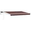 vidaXL Toldo manual retr&aacute;ctil con LEDs Marr&oacute;n y blanco 3,5 x 2 m