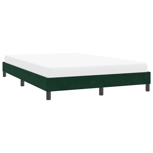vidaXL Estructura cama sin colch&oacute;n terciopelo verde oscuro 140x190 cm