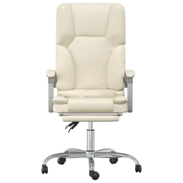 vidaXL Silla de oficina reclinable masaje cuero sint&eacute;tico color crema