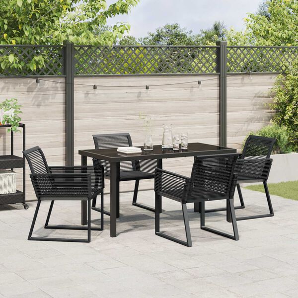 vidaXL Conjunto de Comedor de Jard&iacute;n 5 pcs Negro