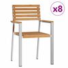 vidaXL Silla de Jard&iacute;n 8 pcs Madera de teca s&oacute;lida y acero inoxidable