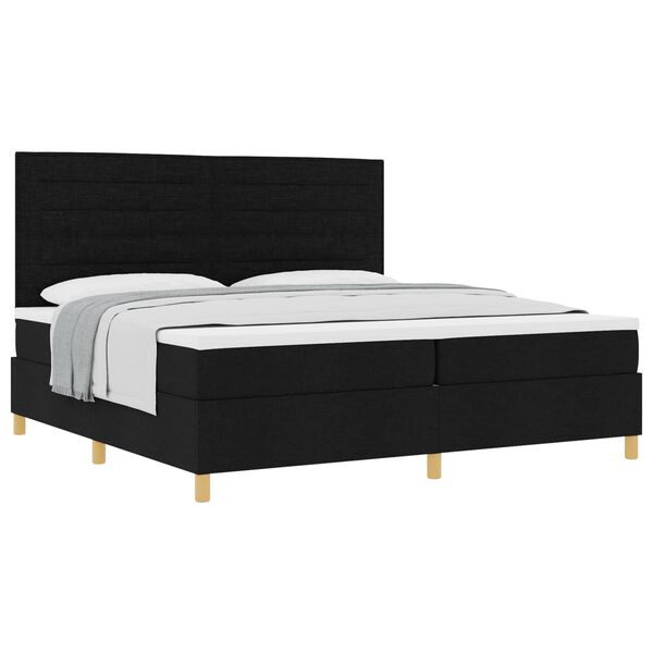 vidaXL Cama tipo Box Spring con colch&oacute;n Negro 200 x 200 cm tela