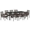 vidaXL Conjunto de Comedor de Jard&iacute;n 9 pcs Marr&oacute;n rat&aacute;n sint&eacute;tico