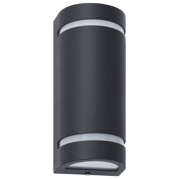 vidaXL L&aacute;mparas de pared de exterior 2 uds 35 W negro semicircular