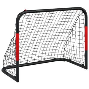 vidaXL Porter&iacute;a de f&uacute;tbol con red acero rojo y negro 90x48x71 cm