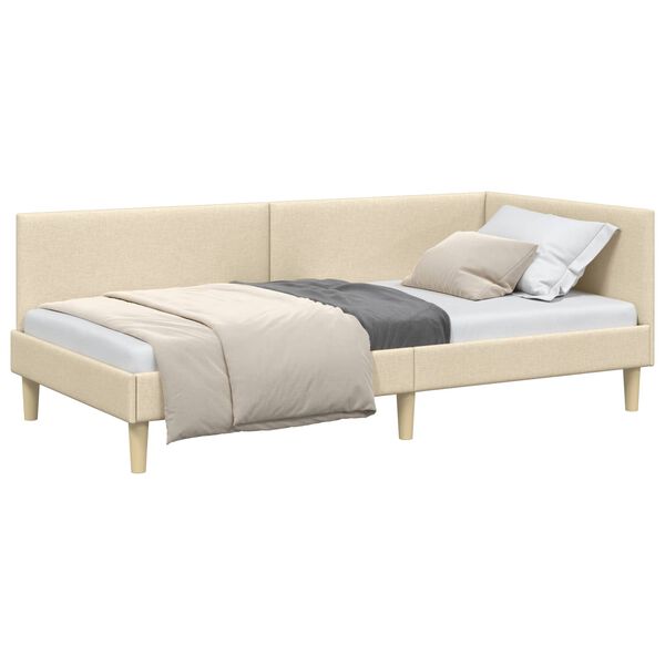 vidaXL Estructura de cama en esquina Crema 90 cm x 190 cm Terciopelo
