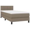 vidaXL Cama box spring con colch&oacute;n tela gris taupe 80x200 cm