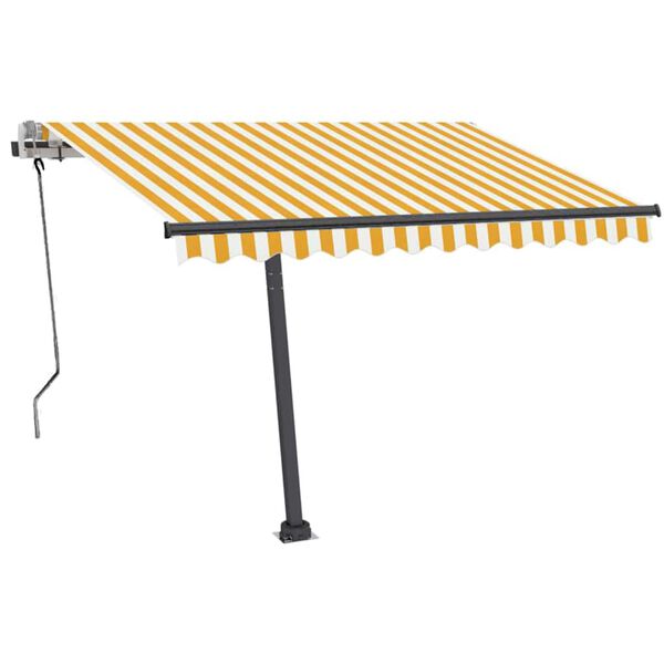 vidaXL Toldo manual retr&aacute;ctil con LED amarillo y blanco 350x250 cm