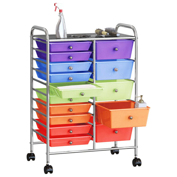 vidaXL Carrito de almacenaje port&aacute;til XXL 15 cajones pl&aacute;stico multicolor